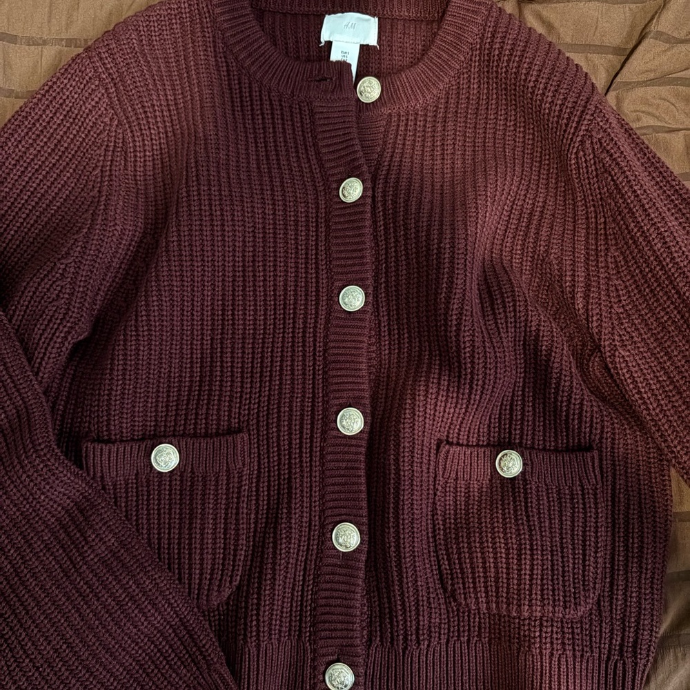 H&M Burgundy Cardigan with Button Accents